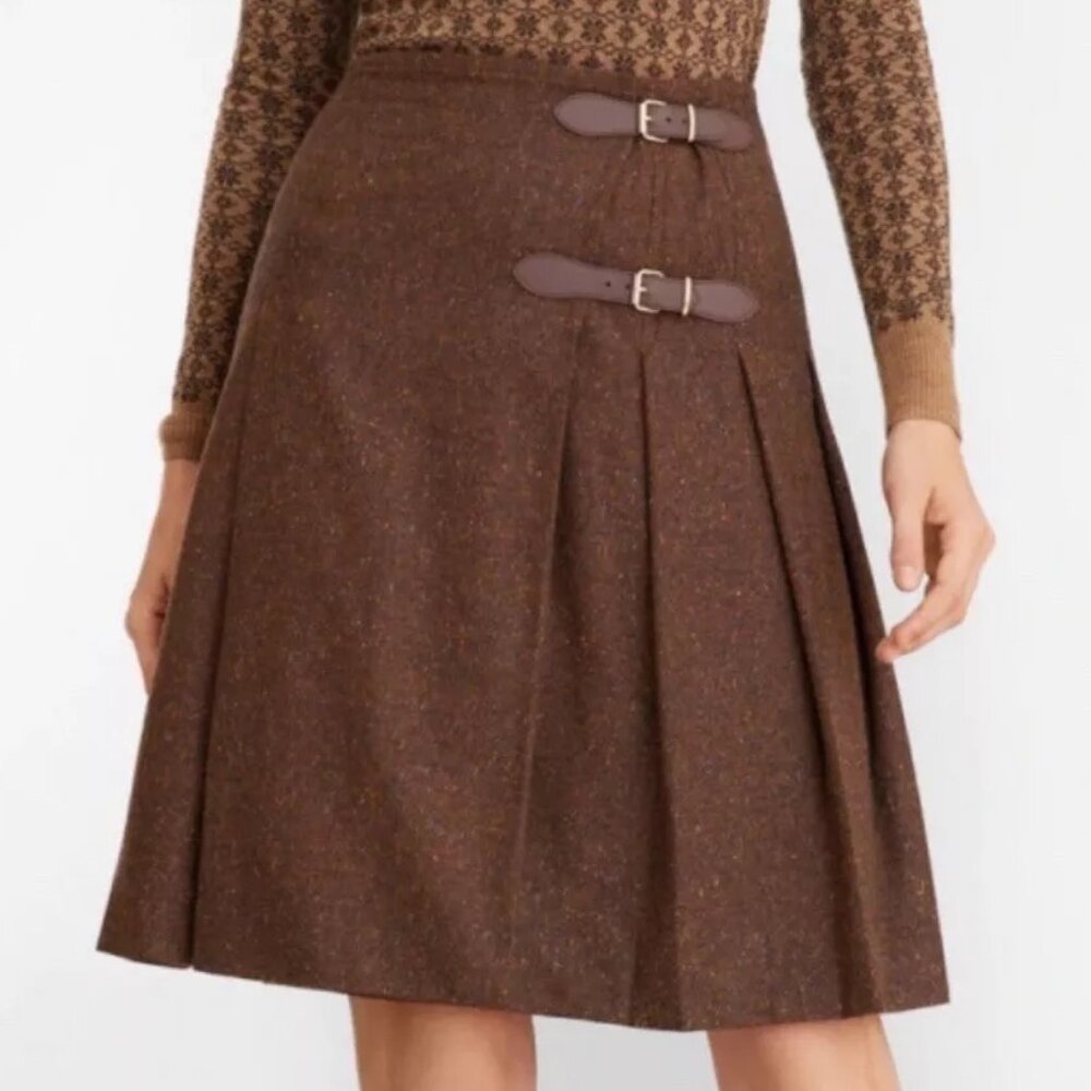 Brooks Brothers Stretch Wool-Silk Tweed Kilt in Brown Tweed